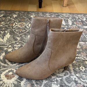 Taupe Faux Suede Ankle Boots
